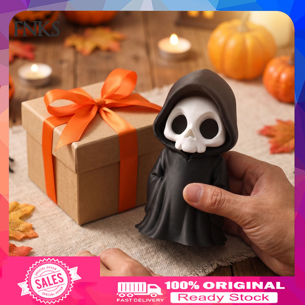 Halloween Skeleton Decor 3d Printed Grim Reaper Figurine Black Robe Statue Mini Desktop Decoration Model Toy for Home Of