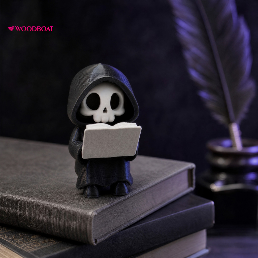 Cute Grim Reaper Ornament Portable Desk Figurine 3d Printed Mini Skull – Skeleton for Bookshelf Shelf Halloween for So