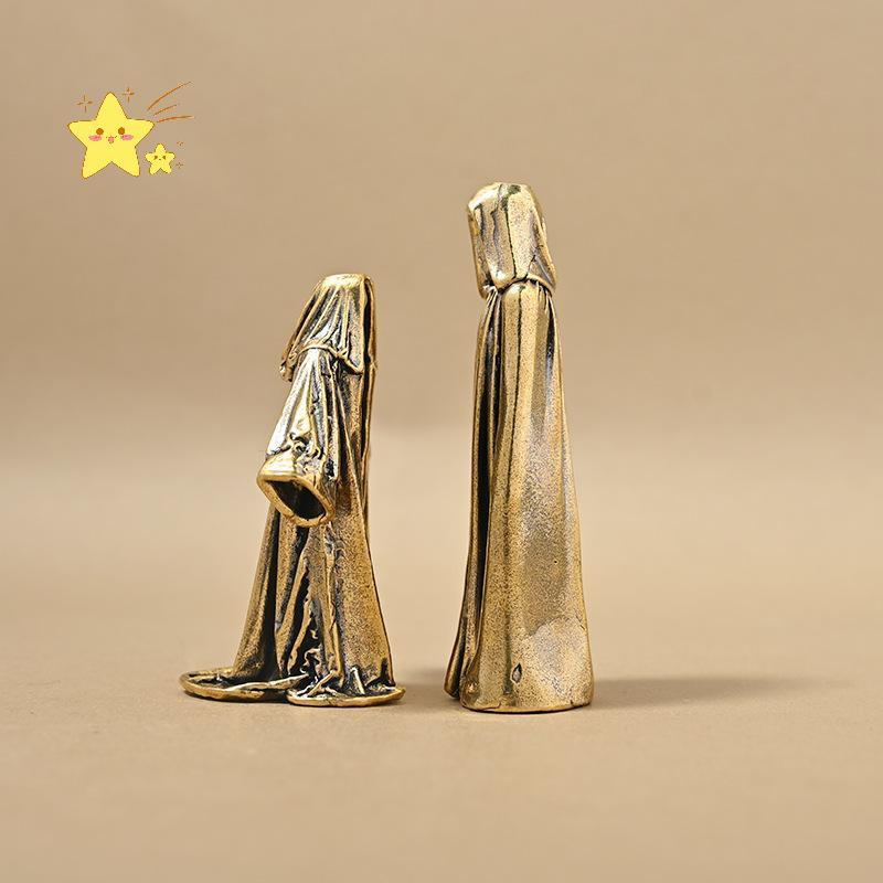 [JBTH] Mini Grim Reaper Estatueta Sem Rosto Vintage Latão Pequena Estátua Ornamento Decorativo Para Sala De Estudo Deskt