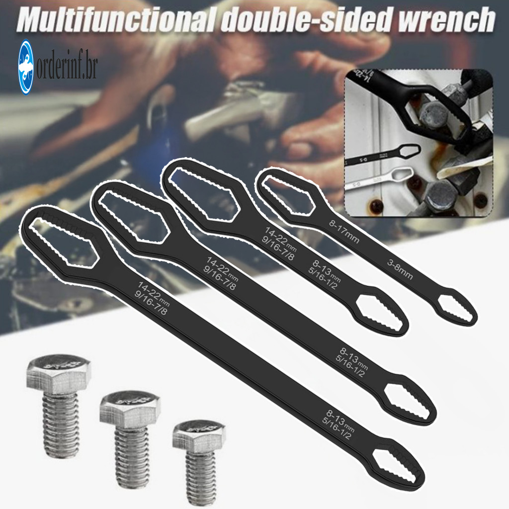 Extra Long Wrench 4pcs Universal Double-head Self-tightening Ratchet Wrenches Adjustable Multi-function Car Repair Kit D