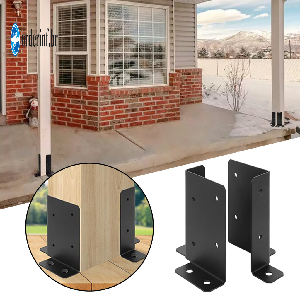 Adjustable Deck Column Base Bracket Courtyard Repair 4pcs Heavy Duty Post Brackets Durable Diy Wood Fence Support for Ou