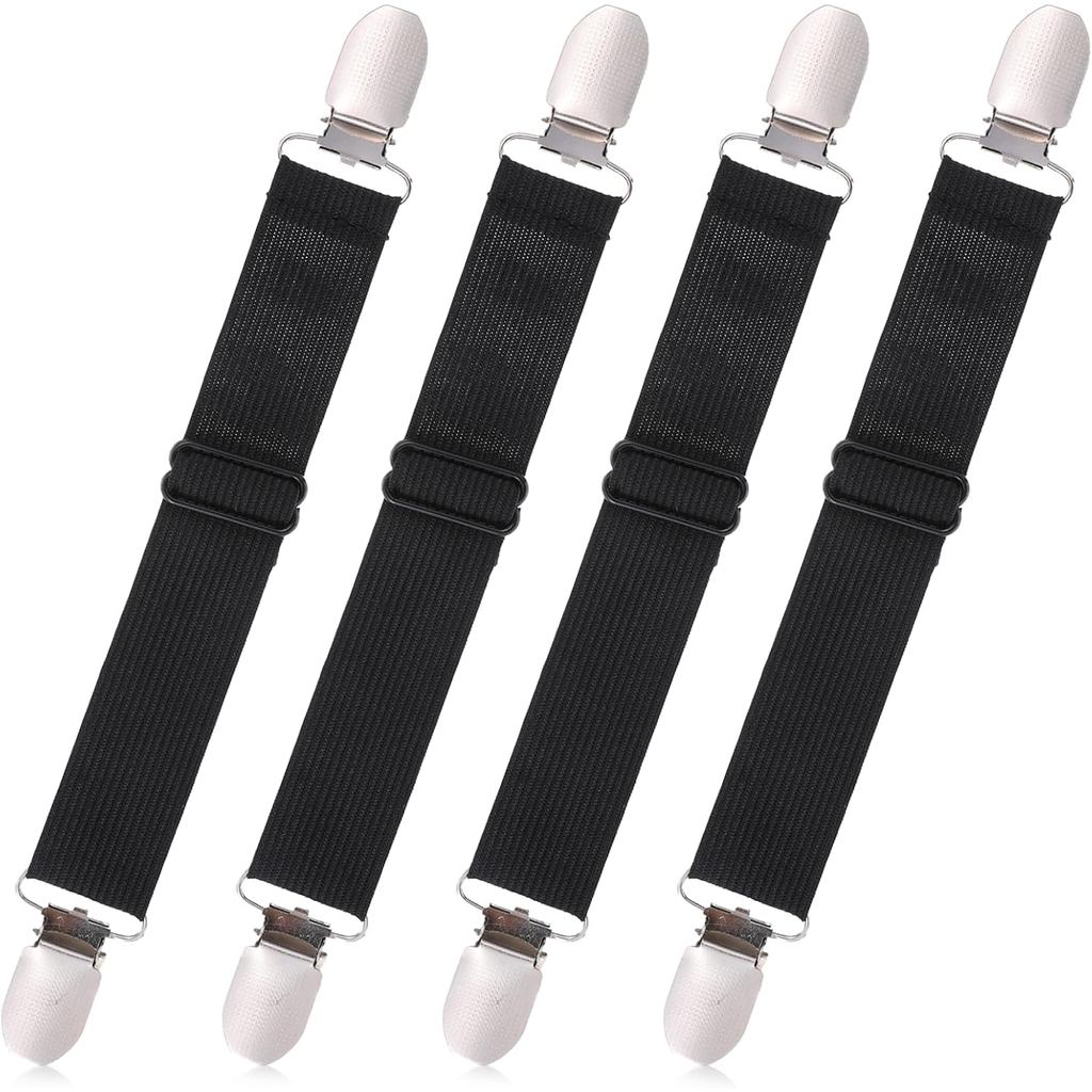 4Pcs Ironing Board Cover Clips Adjustable Ironing Board Pad Braces Fasteners Mini Suspenders Elastic Straps Clips for Se