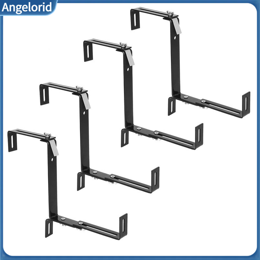 Outdoor Garden Railing Hooks Balcony Planter Box Brackets 4pcs Adjustable Stainless Steel – No Drill Flower Hangers fo