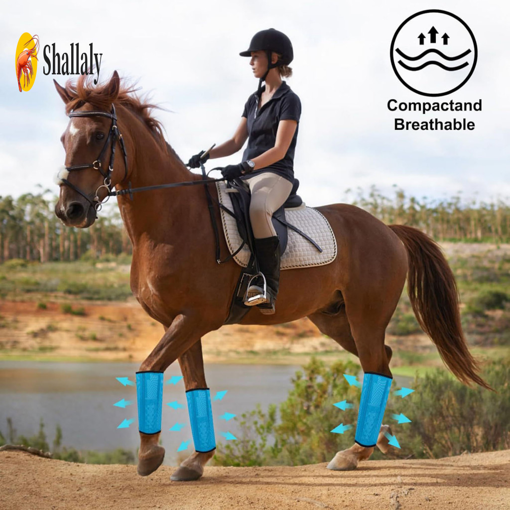 Horse Bite Prevention Boots Fly Set 4pcs Summer Breathable Mesh Leg Wraps Adjustable Protective Leggings Guard Reduce Fl