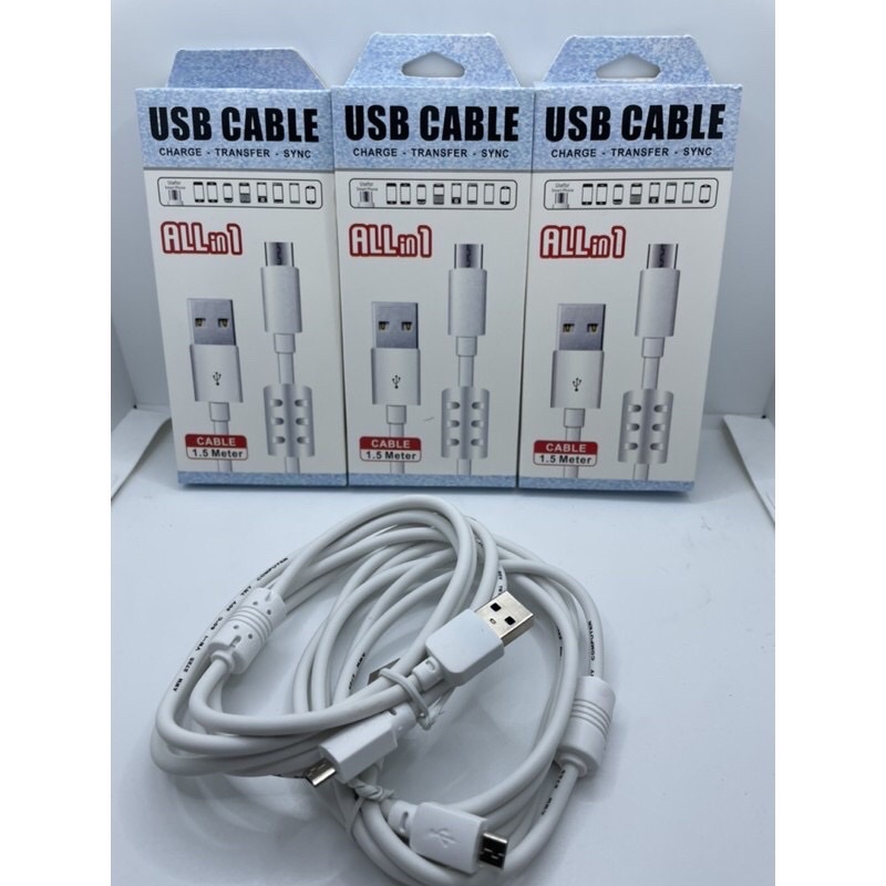 cabo carregador USB charge transfer sync 1,50m reforçado entrada v8/ iPhone/ tipo-c/ v3