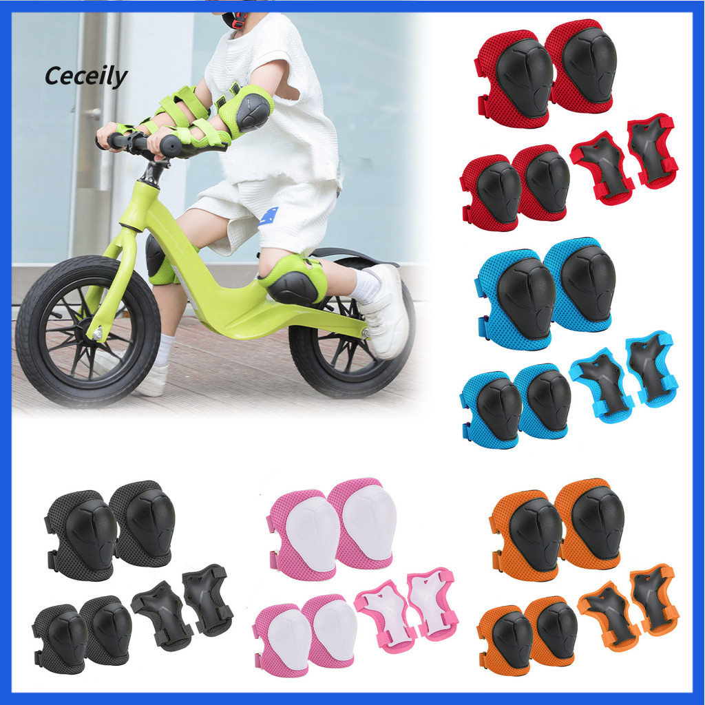 Breathable Elbow Pads Outdoor Sports Safety Equipment 6pcs Kids Skating Protective Gear Set – Knee Wrist Guards for Ro