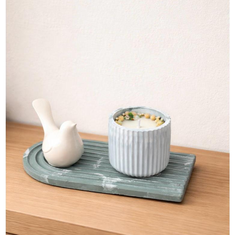 Kit Decorativo em Concreto com Vela Artesanal arom bambu– Decoração para Sala e Quarto