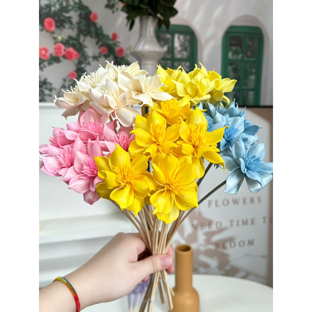 Buquê imortal decoração de mesa colorida flores secas Clematis criativo arranjo de flores artesanal DIY Material de arom