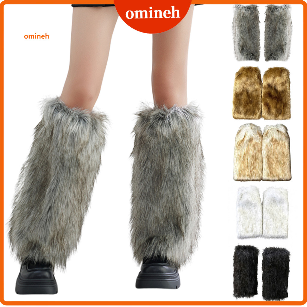 Boot Cuffs Cosplay Shopping Leg Accessories 1 Pair Women’s Faux Wolf Fur Plush Warmers Winter Warm for Halloween Chris