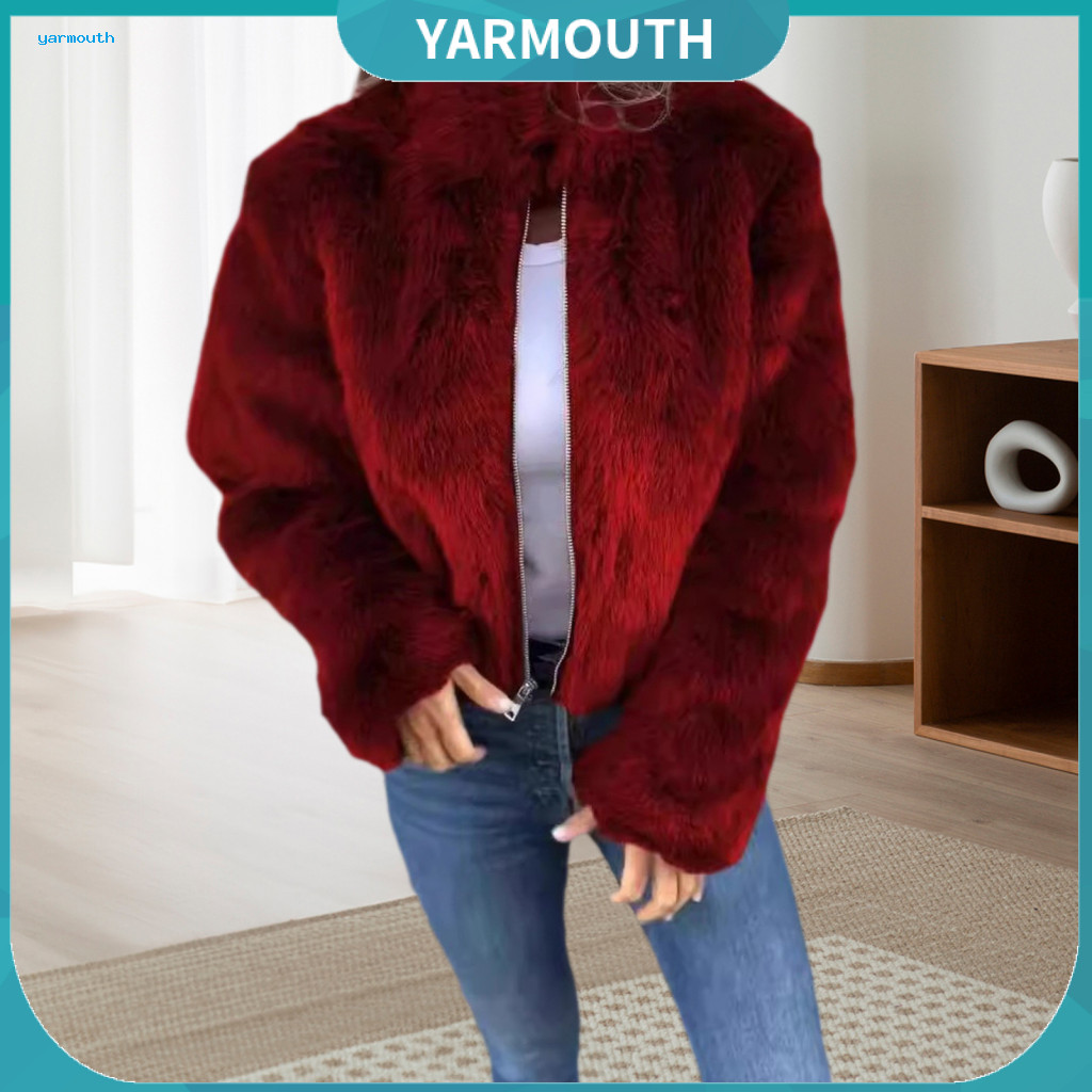 Women Furry Jacket Plush Faux Fur Winter Thick Coat High Collar Warm Long Sleeve Luxury Style for Home Party Office Club