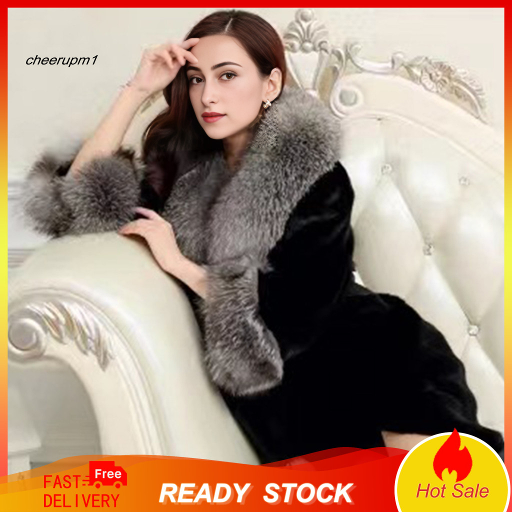 Faux Fur Collar Coat Women Outerwear Women’s Open Front Cuff Long Sleeve Fuzzy Jacket Warm Fall Winter Soft Plush for