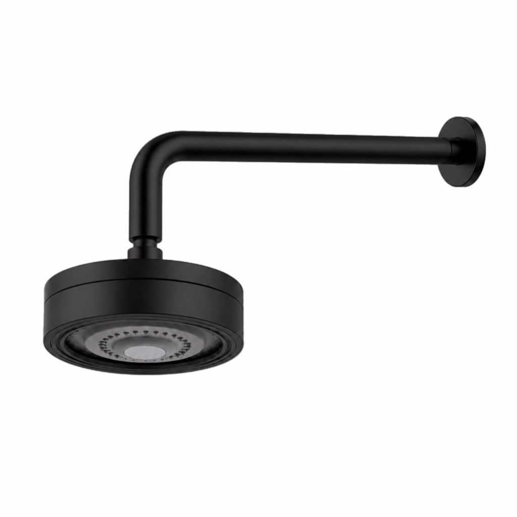 Chuveiro Ducha Autolimpante Redondo Preto Articulável Aquecimento Solar ou Gás Banho Banheiro