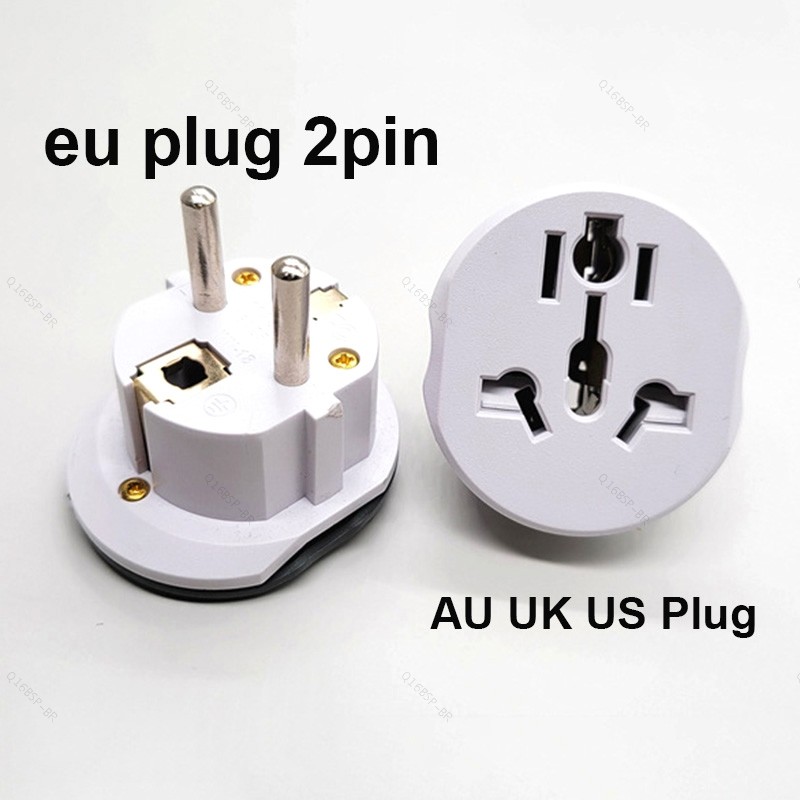 EU AU Reino Unido Eua Para Ue Euro Plug Adaptador Conversor De Viagem Europeu Austrália América Soquetes BR16B