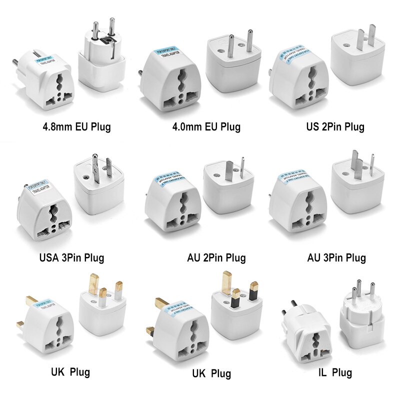 1 Pçs Universal AU Reino Unido Eua Ue Plug Adaptador Para Conversor Preto/Branco Australiano Euro De Viagem Tomada De En