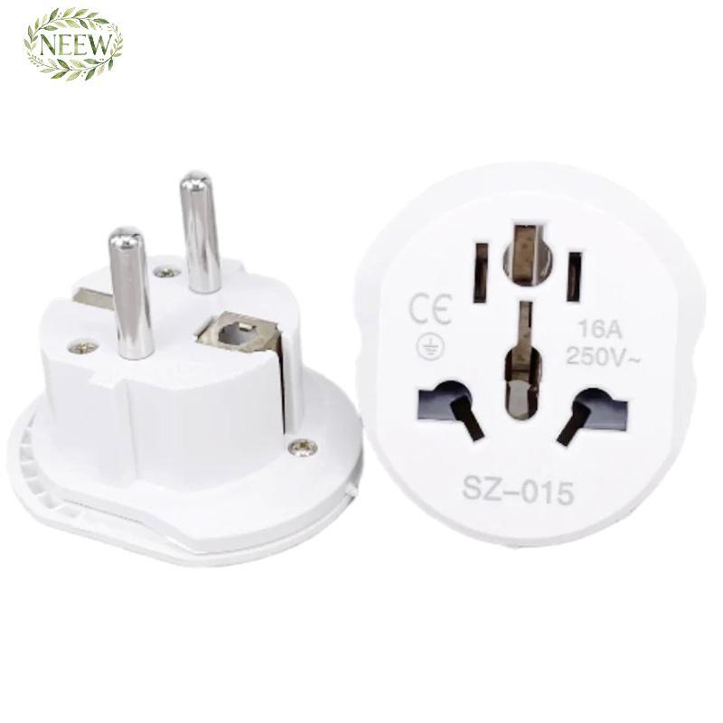 NEEW 16A Universal Adaptador De Viagem Da Ue Conversor Euro Reino Unido Eua AU Para AC Power Soet Plug Carregador 250V Q