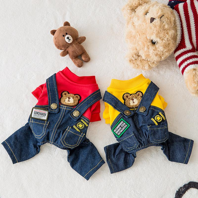 New Pet Jumpsuit Rompers Dog Hoodie Denim Coat T-Shirt Cat Puppy  Jacket Autumn/Winter Clothes Apparel