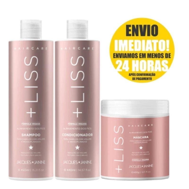 Kit Jacques Janine Hair Care Liss Shampoo 450ml Condicionador 440ml Máscara Lisos Antifrizz 400g