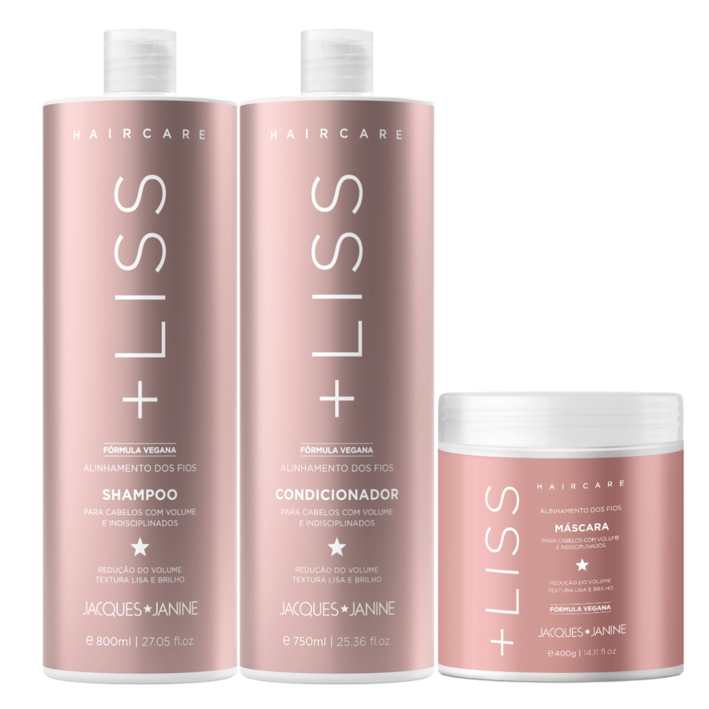 Kit Jacques Janine Hair Care Liss Shampoo 800ml Condicionador 750ml + Máscara Lisos Antifrizz 400g