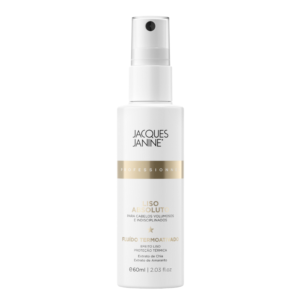 Spray Fluído Leave-in Jacques Janine Liso Absoluto Hidratação Proteção Térmica Filtro UV 60ml