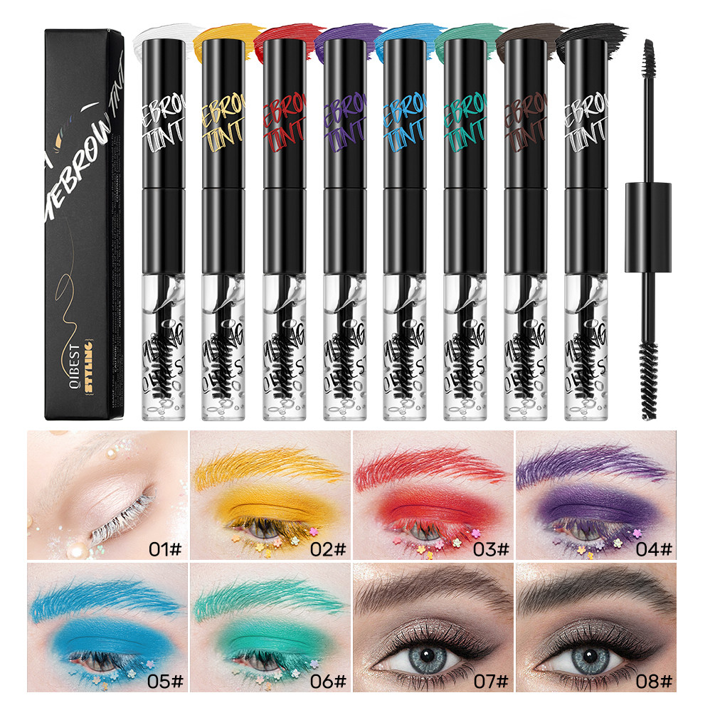 QIBEST Colorido Sobrancelha Gel Rímel Duradouro À Prova Dwaterproof Água Marrom Tingimento Esculpir Cola Vermelho Roxo C