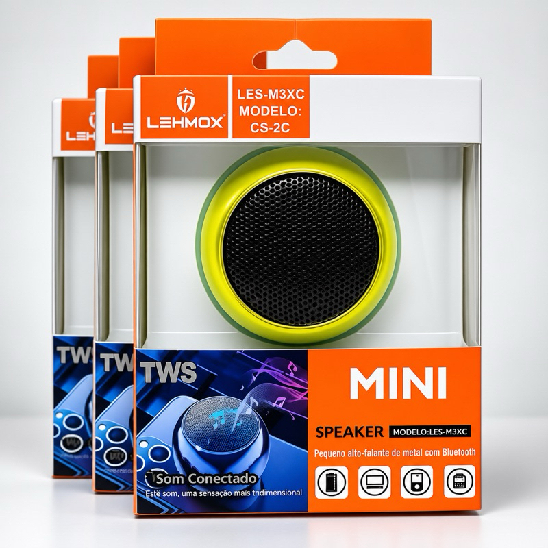 Mini Caixa de Som Bluetooth LEHMOX CS-2C TWS Speaker Portátil Wireless 3W Compatível Android iPhone