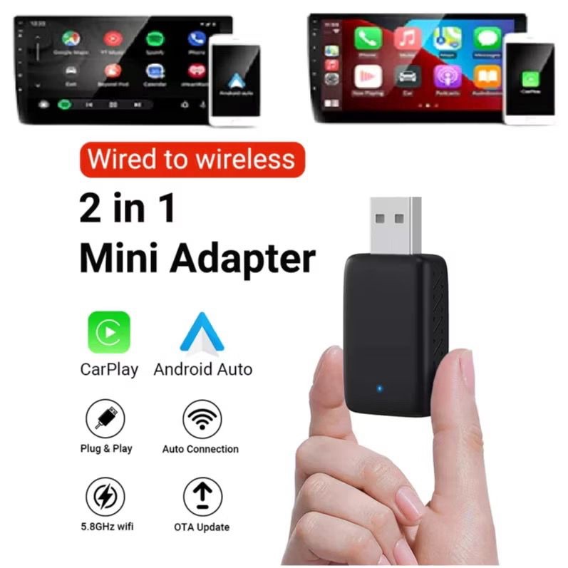 Conversor Adaptador Sem Fio Wireless Carplay Android Auto Para iPhone Android