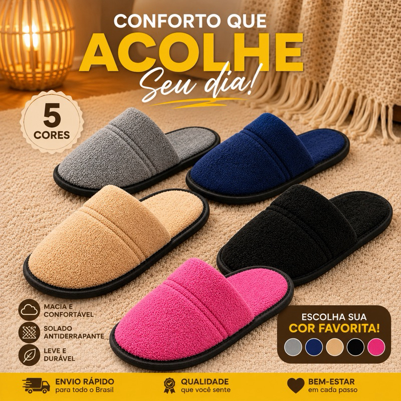 Pantufa Chinelo de Quarto Peluciada Premium Antiderrapante Unissex Diversas Cores