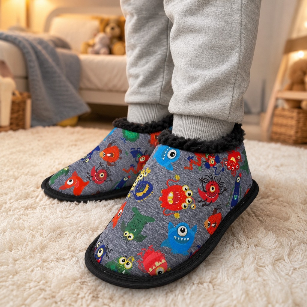 Pantufa Infantil BOTINHA Masculina Aranha Monstrinhos e Gamer Peluciada - pantufa infantil