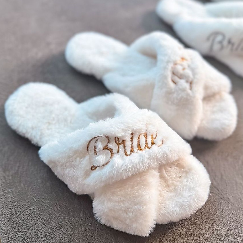 Pantufa Rasteirinha Noiva Feminino Confort Peluciada Casamento Dia da Noiva Luxo
