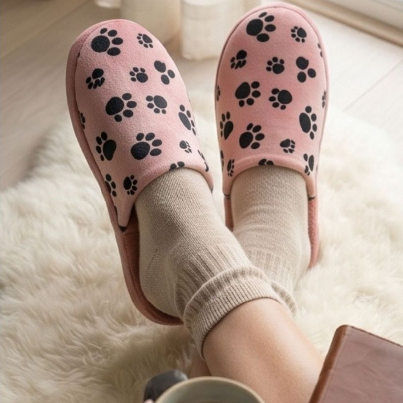 Pantufa Feminina Peluciada Solado Borracha Antiderrapante Forrada em Lã Macia Confortável