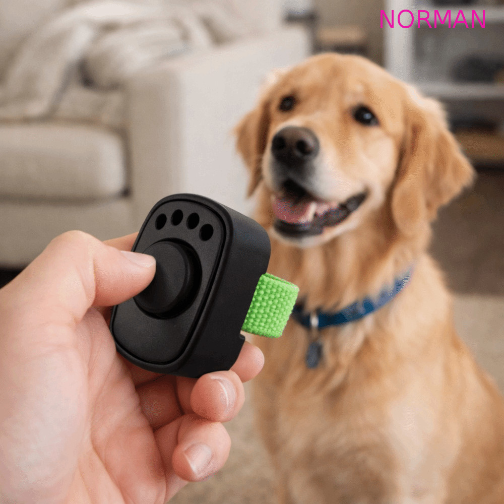 NORMAN Pet Clicker Trainer , Mini Anel De Dedo Sem Bateria Clickers De Treinamento De Polegar Para Cachorro , Profission