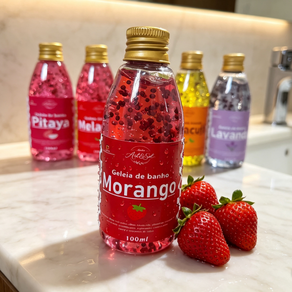 Geleia de Banho Hidratante Morango 100ml, 200ml, 300ml, 400ml, 500ml