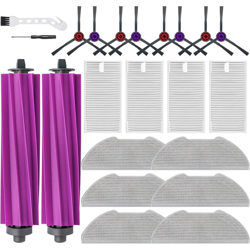 E20 Plus Replacement Parts for Eureka E20 Plus Robotic Vacuum Cleaner Parts with 2 Roller Brush, 4 HEAP, 6 Mops, 8 Side