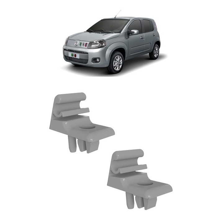 Acessórios Carro Par Grampo Suporte Presilha Quebra Sol Uno Vivace 2012 a 2020 Cinza Claro