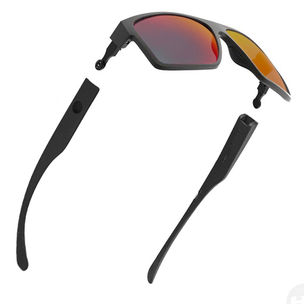 Óculos De Sol Casual HB Troca Haste Happy M Black + H M Fire Red Chrome