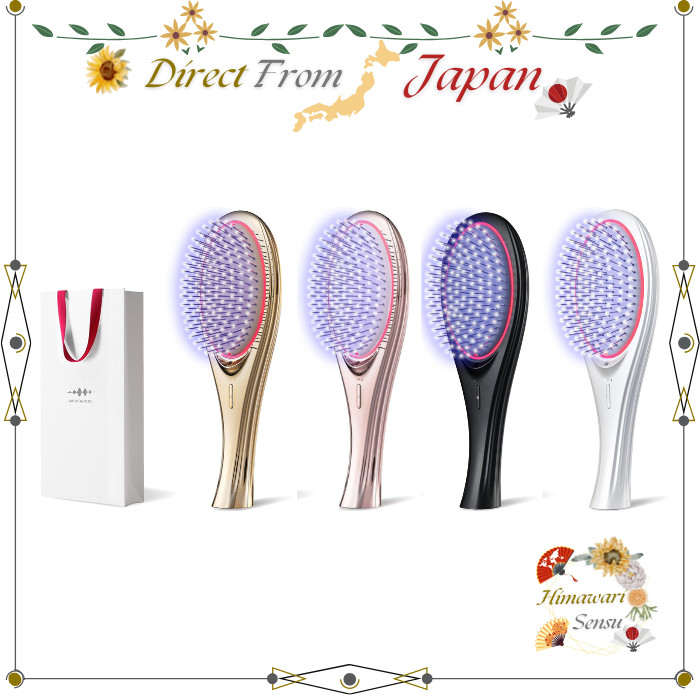Wavewave EMS Hair Brush - 4-in-1 Ion Care Cushion Brush with Red LED for Healthy, Shiny Hair - Perfect Travel Hair Care Gift for Women (Black/White)