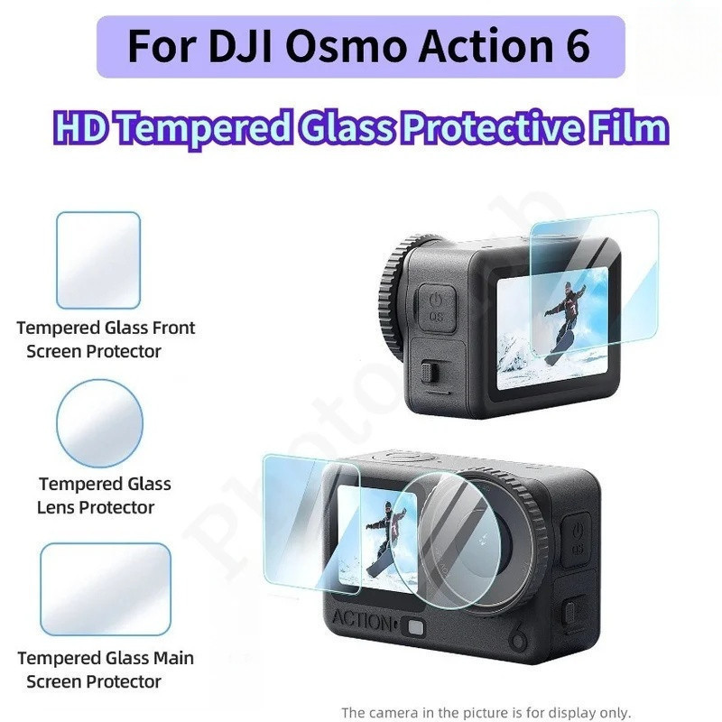 Película Protetora de Vidro Temperado HD Ultra-Transparente para DJI Osmo Action 6, Protetor de Tela de Vidro para Acess