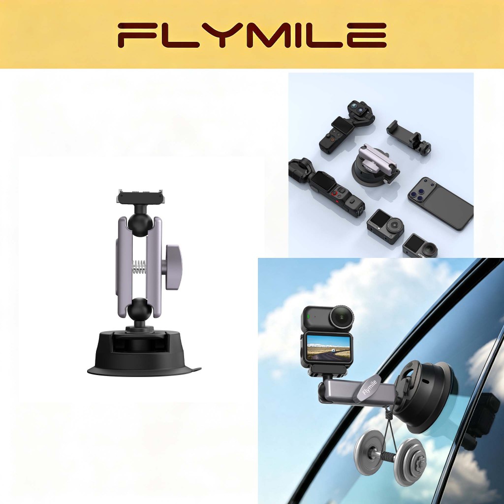 Suporte De Ventosa Flymile Para DJI Osmo 360/2/Bolso 3/4/4P/Action 5 Pro/6/Nano/Insta360 Ace X5/X6/Luna Ultra Acessórios