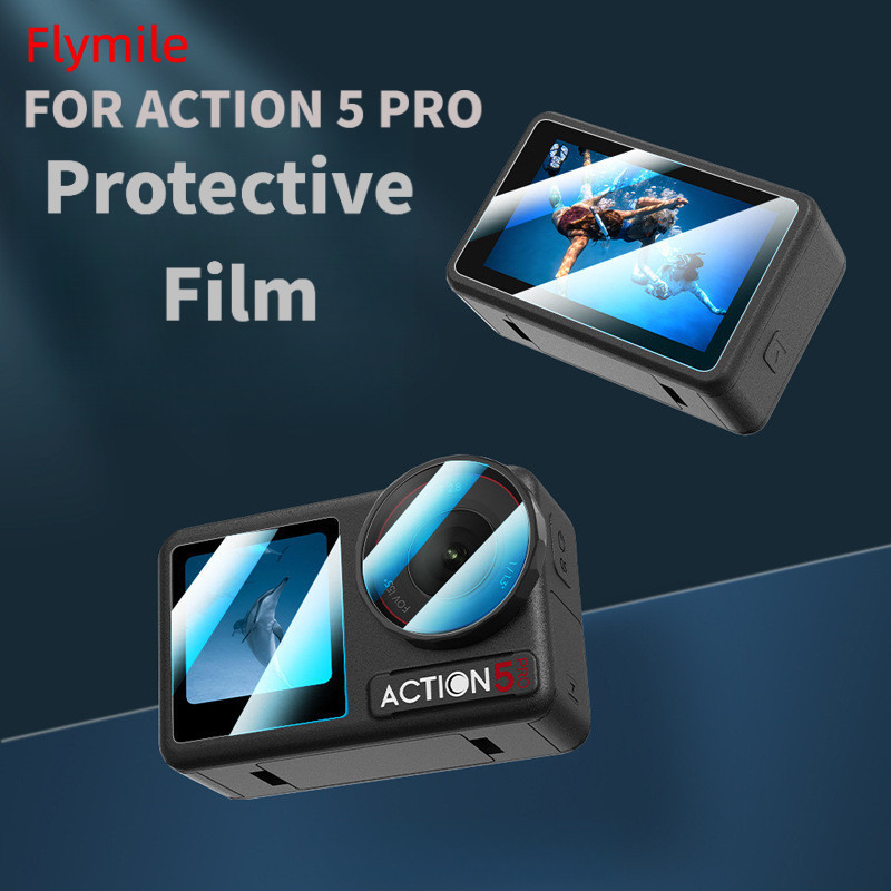Película Protetora Flymile para Câmera DJI Osmo Action 5 Pro, Protetor de Tela, Filme HD, Ultra-fino e Sensível, Acessór