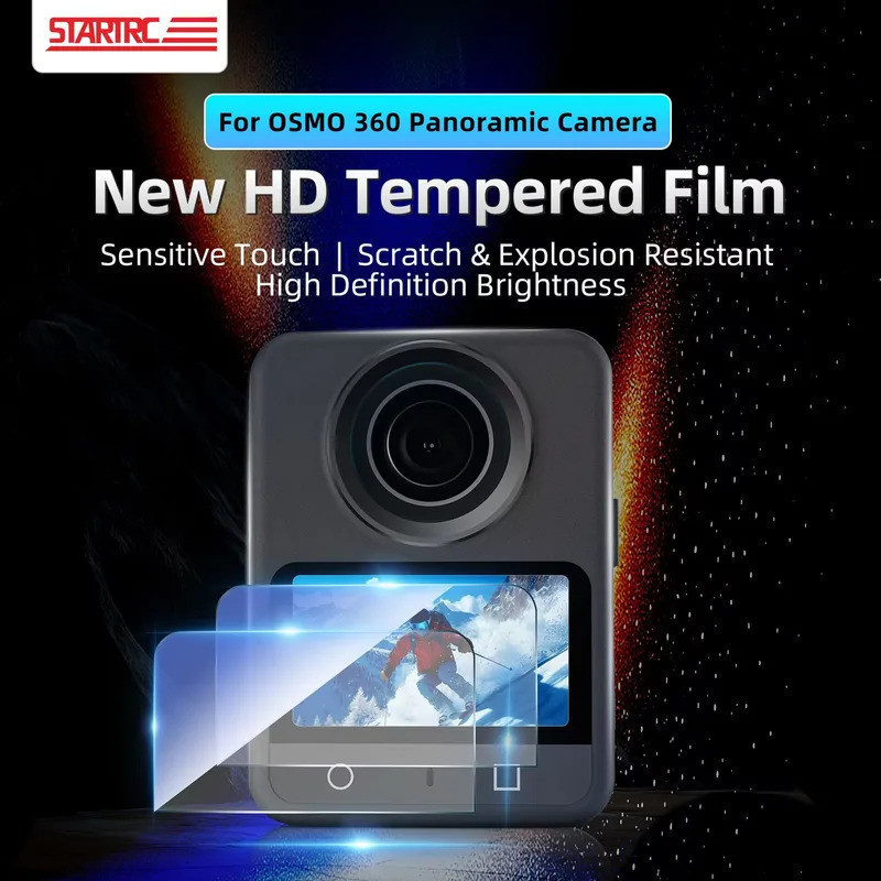 2 Protetores de Tela para DJI Osmo 360 2/1, Película de Vidro Temperado Ultra-Transparente para Lente de Câmera, Acessór