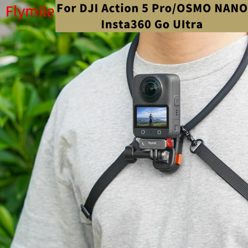 Suporte de Pescoço Magnético de Liberação Rápida Flymile para DJI Action 5 Pro/OSMO NANO/Insta360 Go Ultra, Acessório pa