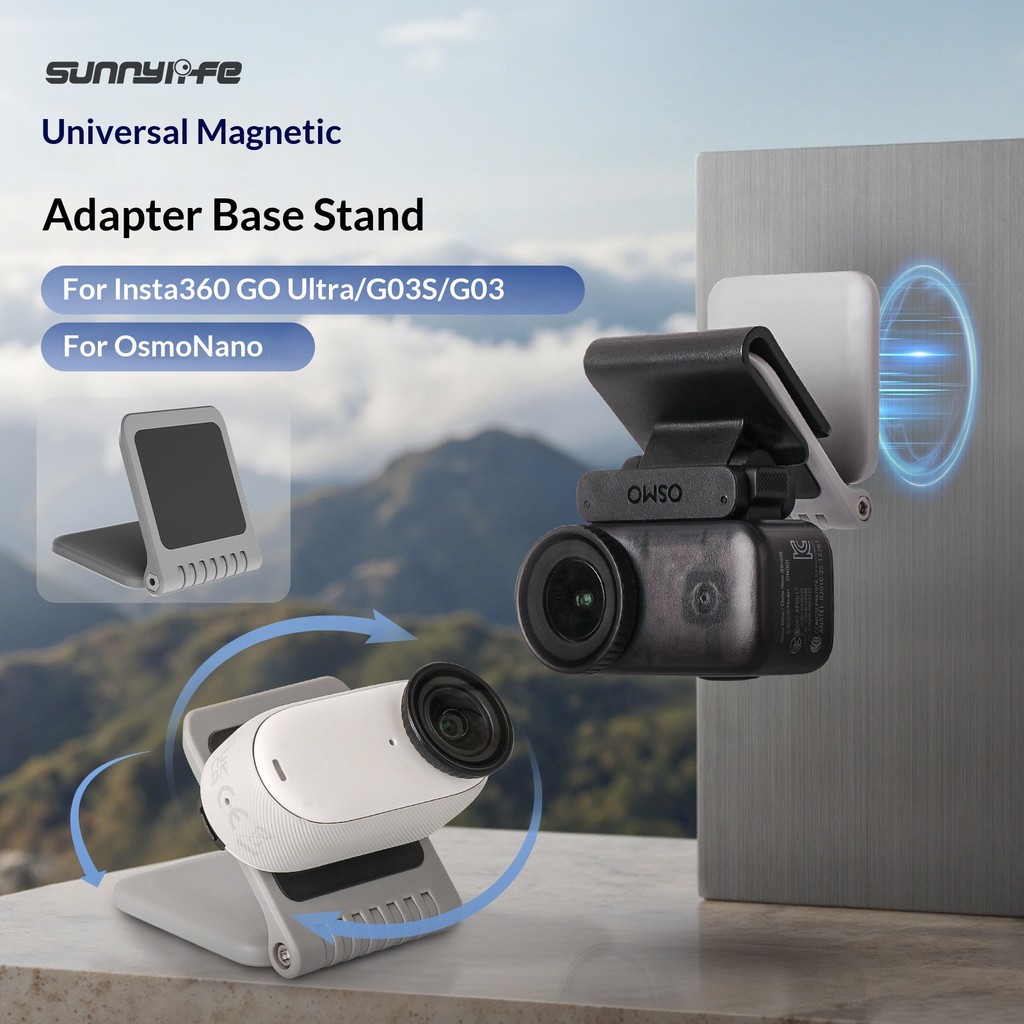 Sunnylife Adequado para DJI OSMO Nano/Insta360 GO Ultra/GO 3S Câmera de polegar Suporte de Base magnética Universal Supo
