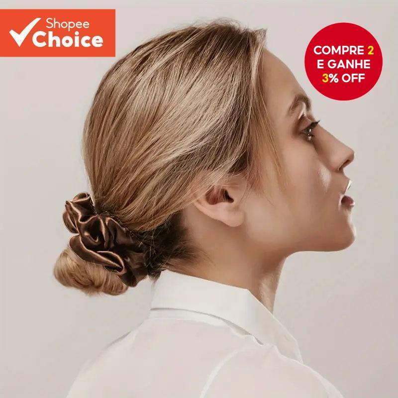 6-10 Unidades De Elásticos De Cetim De Seda Sem Prendem Laços De Cabelo – Macios E Elegantes