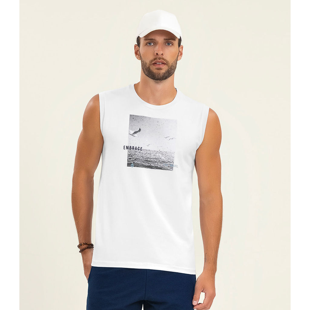 Regata Masculina Meia Malha Diametro Branco