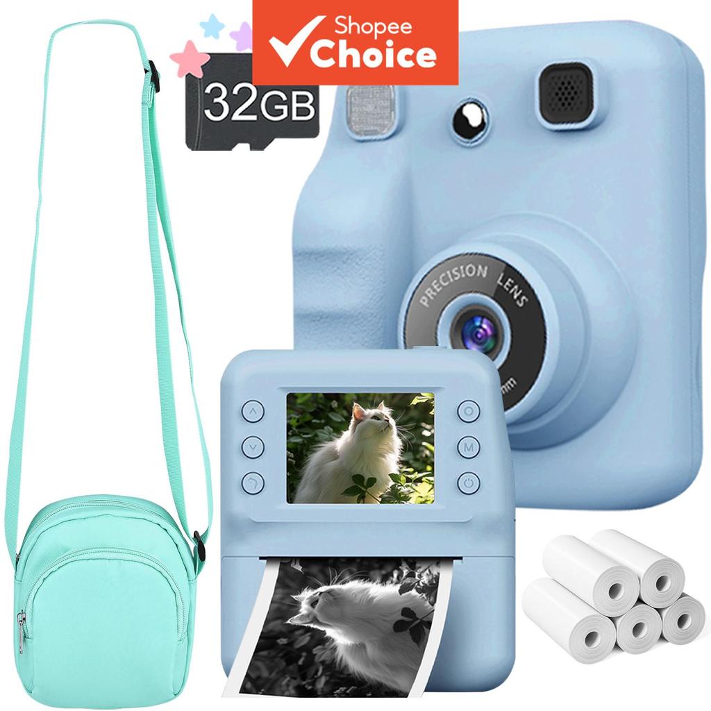 Câmera instantânea com zoom 16x, grava vídeos 1080p, flash, inclui cartão 32GB e bolsa – para crianças de 3 a 12 anos