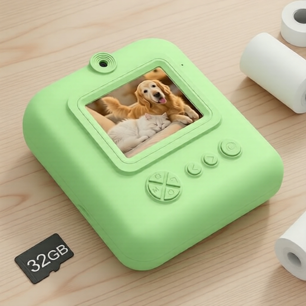 Pacote de Câmera Instantânea e Mini Impressora de Fotos 1080P portátil, Cartão 32GB + 5 Rolos de Papel + Bolsa, Ideal