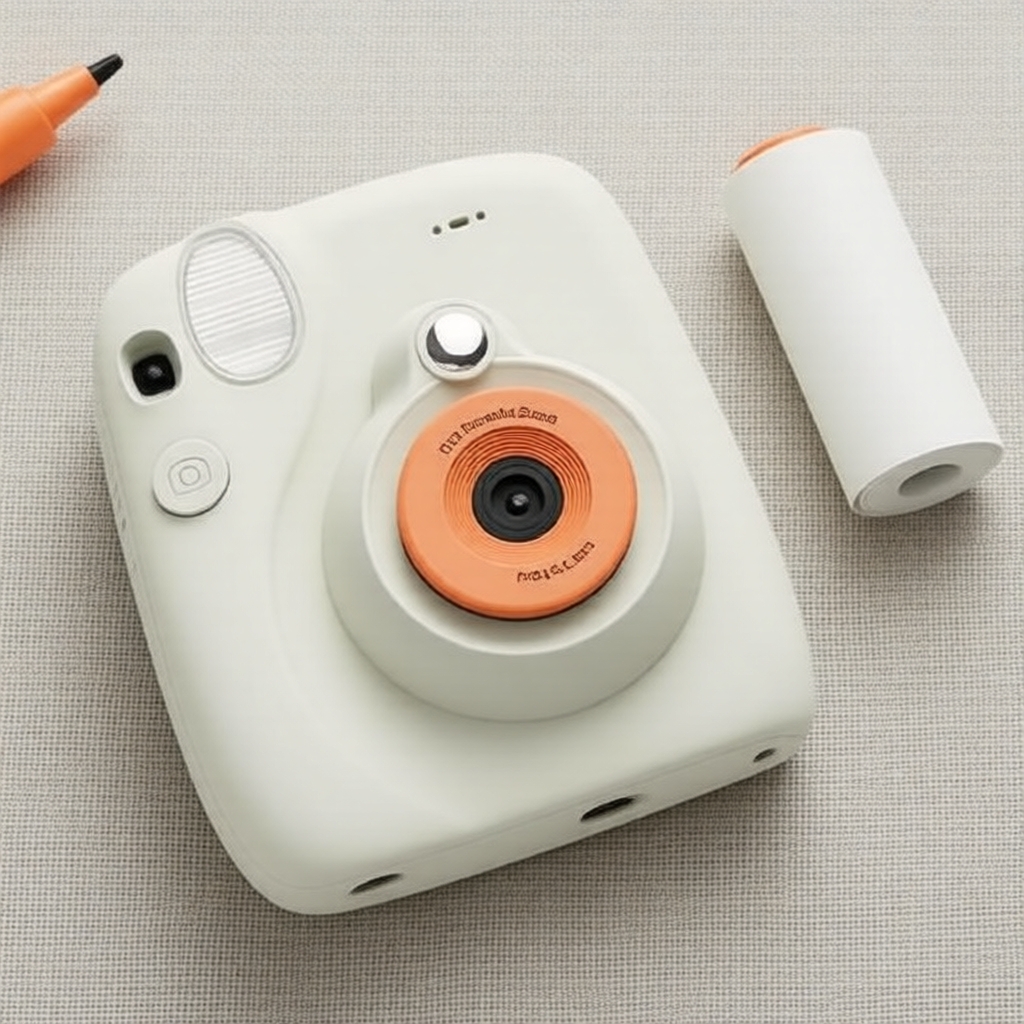 Câmera De Cartão De Memória Impressão Instantânea 1080P Fotográfica Com SD De 32 Gb 5 Rolos De Papel E Bolsa Infantil Pa