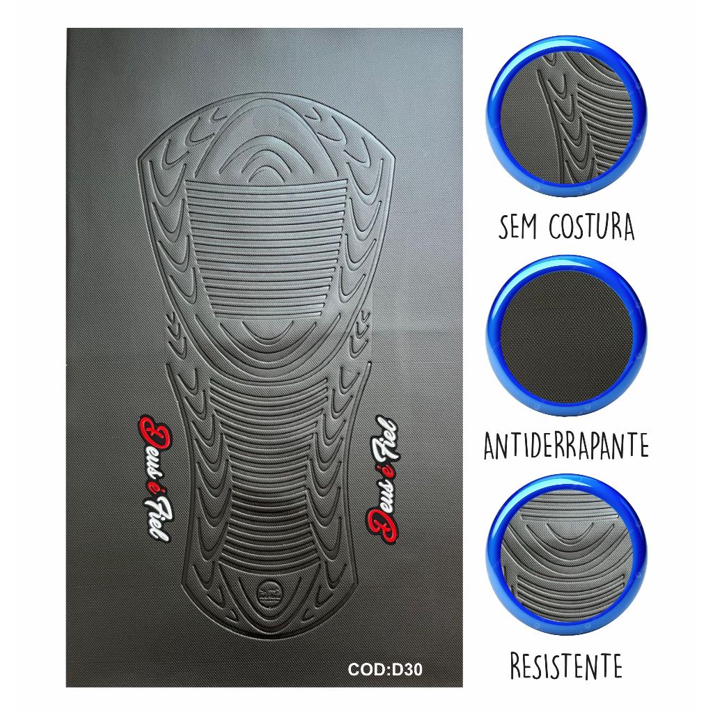 Capa banco de moto emborrachada 3D Preta universal Deus é Fiel