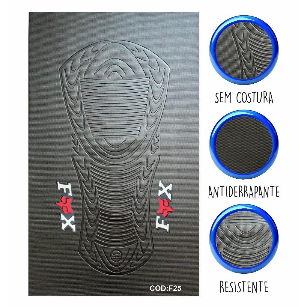 Capa Banco de Moto Emborrachada 3D Preta Universal Fox