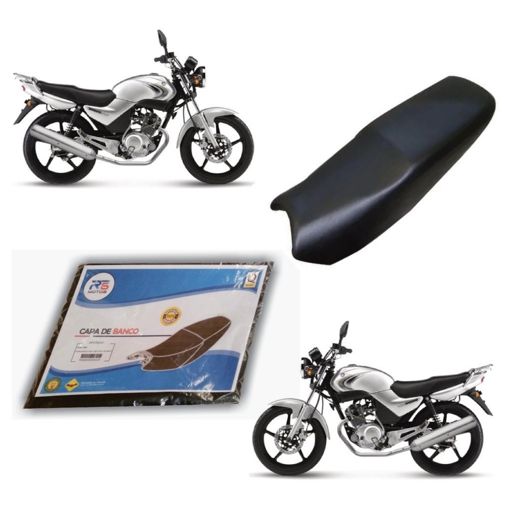 Capa De Banco Moto Yamaha YBR 125 2000 2001 2002 2003 2004 2005 2006 2007 2008 Preta Modelo Original S/ LOGO